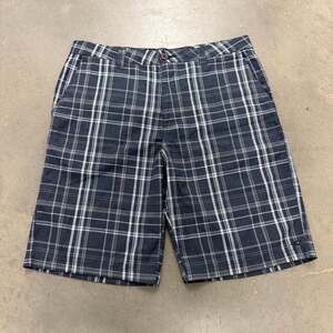 O'Neill Men's Navy Blue Plaid Flat Front Shorts Size 33